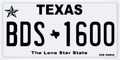 TX license plate BDS1600