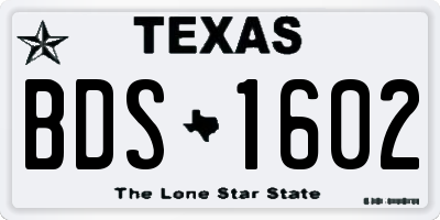 TX license plate BDS1602