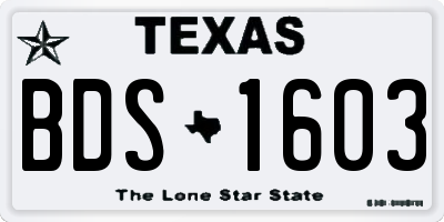 TX license plate BDS1603