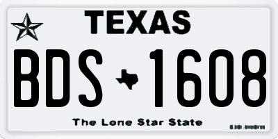 TX license plate BDS1608