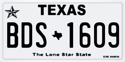 TX license plate BDS1609