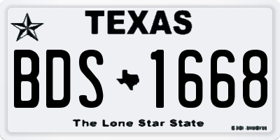 TX license plate BDS1668
