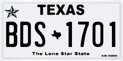 TX license plate BDS1701