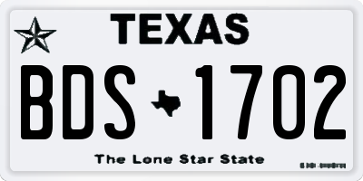 TX license plate BDS1702