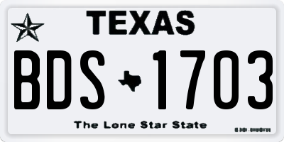 TX license plate BDS1703