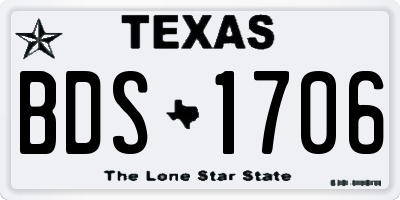 TX license plate BDS1706
