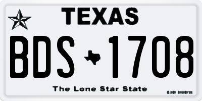 TX license plate BDS1708