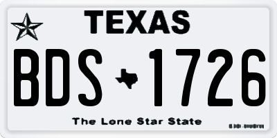 TX license plate BDS1726
