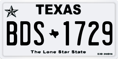 TX license plate BDS1729
