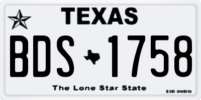 TX license plate BDS1758