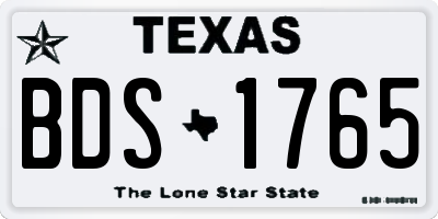 TX license plate BDS1765