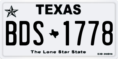 TX license plate BDS1778