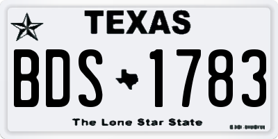 TX license plate BDS1783