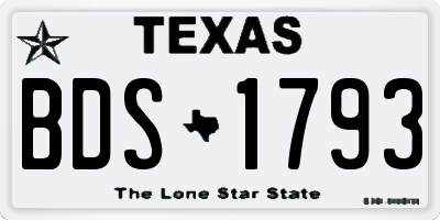 TX license plate BDS1793