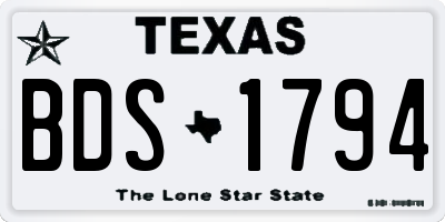 TX license plate BDS1794