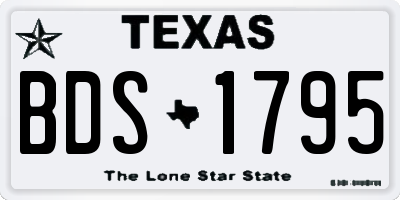 TX license plate BDS1795