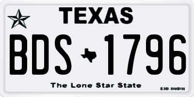 TX license plate BDS1796