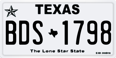 TX license plate BDS1798