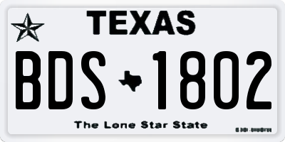 TX license plate BDS1802