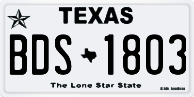 TX license plate BDS1803