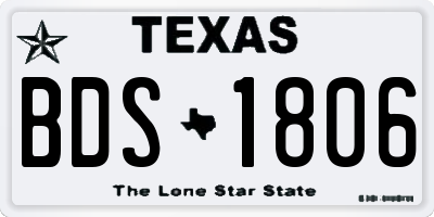 TX license plate BDS1806
