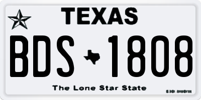 TX license plate BDS1808