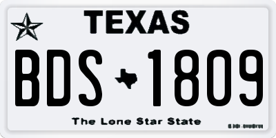 TX license plate BDS1809