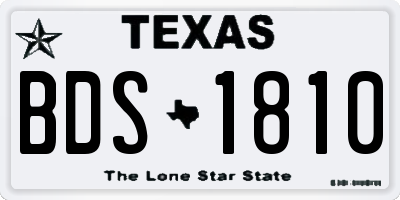 TX license plate BDS1810