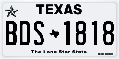TX license plate BDS1818