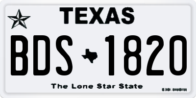 TX license plate BDS1820