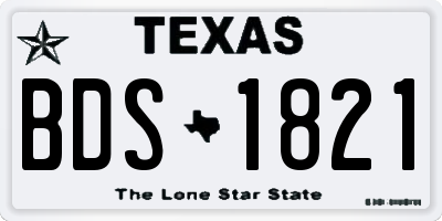 TX license plate BDS1821