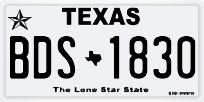 TX license plate BDS1830