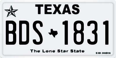 TX license plate BDS1831