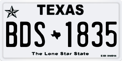 TX license plate BDS1835