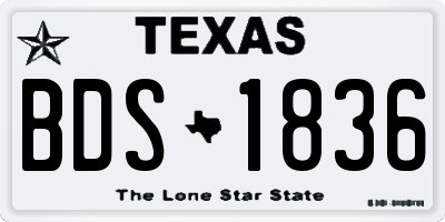 TX license plate BDS1836