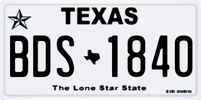TX license plate BDS1840