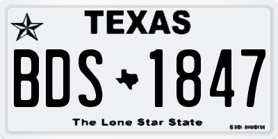 TX license plate BDS1847