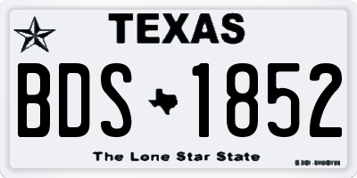 TX license plate BDS1852