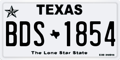 TX license plate BDS1854