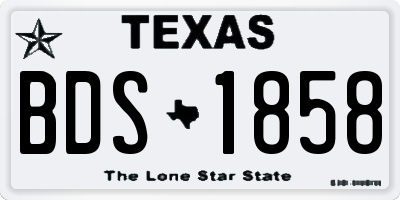 TX license plate BDS1858