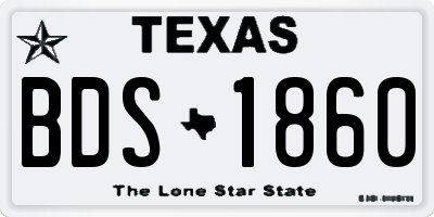 TX license plate BDS1860