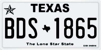 TX license plate BDS1865