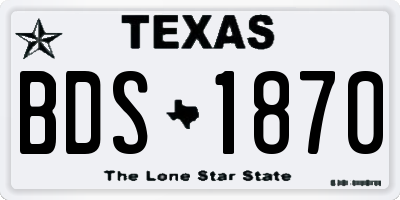 TX license plate BDS1870
