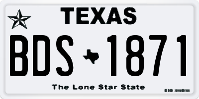 TX license plate BDS1871