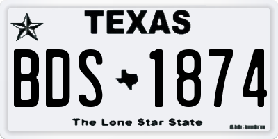 TX license plate BDS1874
