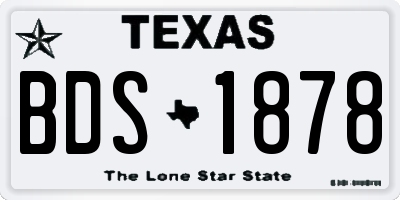 TX license plate BDS1878