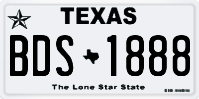 TX license plate BDS1888
