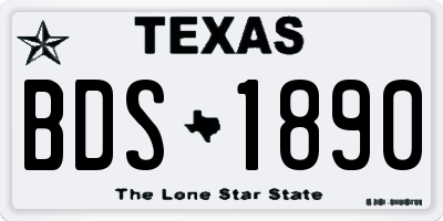 TX license plate BDS1890