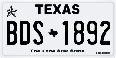 TX license plate BDS1892
