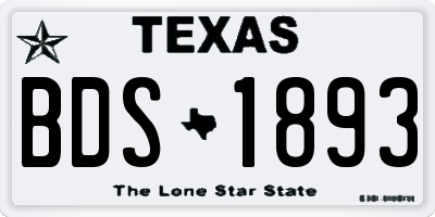 TX license plate BDS1893